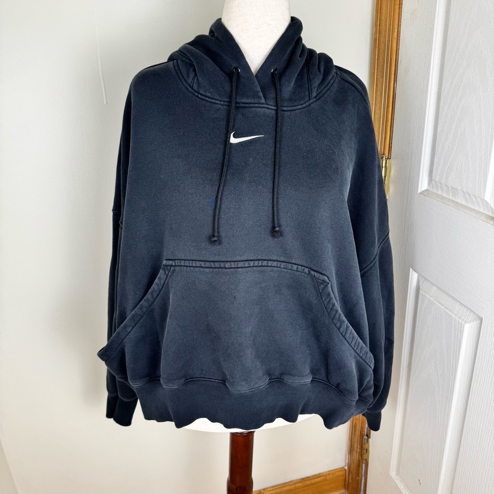 Nike Black Phoenix Fleece Pullover with White Logo